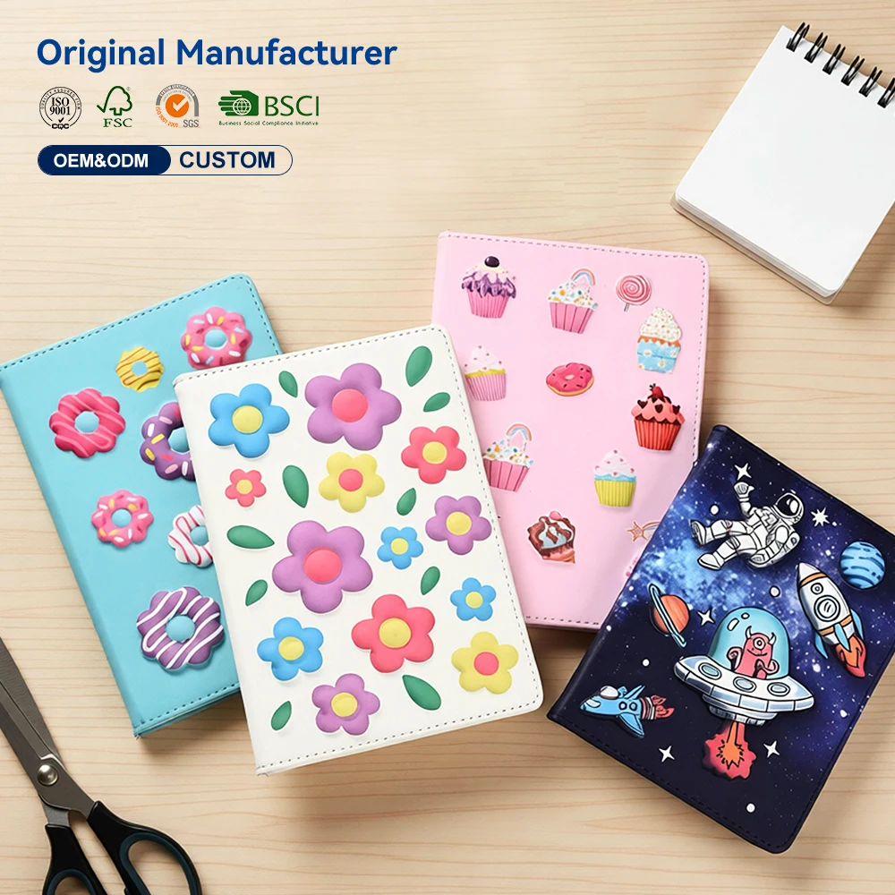 Notebook A5 Romantic Pink Floral Hardcover Journal with 3D Flower for Wedding Gift and Personal Diary