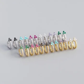 Factory Wholesale 14K Gold Plated Huggie Ring Earrings Simple Round Initial Design with Diamond Classic Style Made of Brass