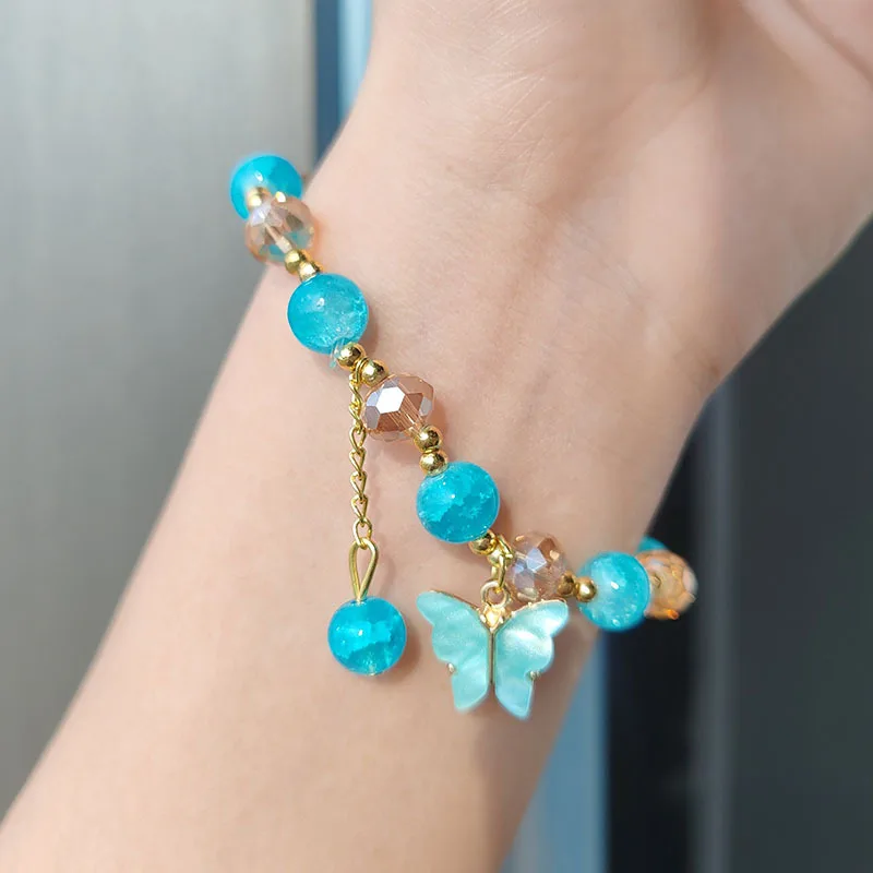 Cute Colorful Glass Beads Butterfly Bracelet Friendship Jewelry