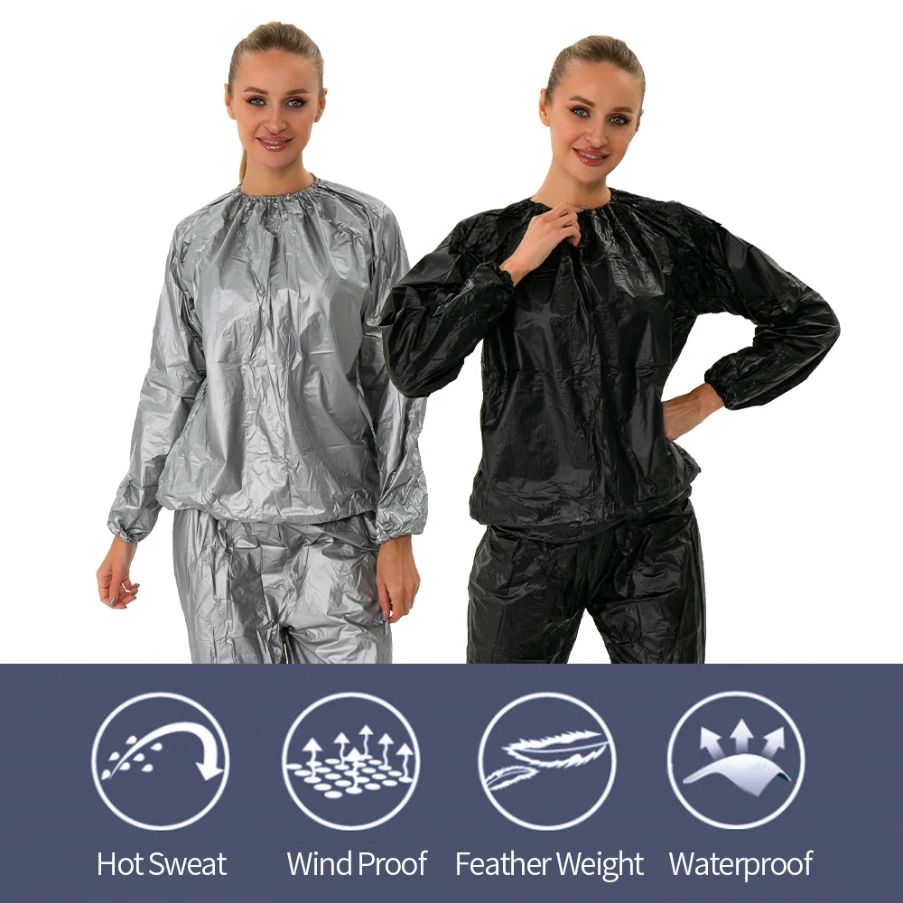 Women and Men's PVC Neoprene Sauna Suit for Home Gym Workout Exercise Sauna Jacket and Pants