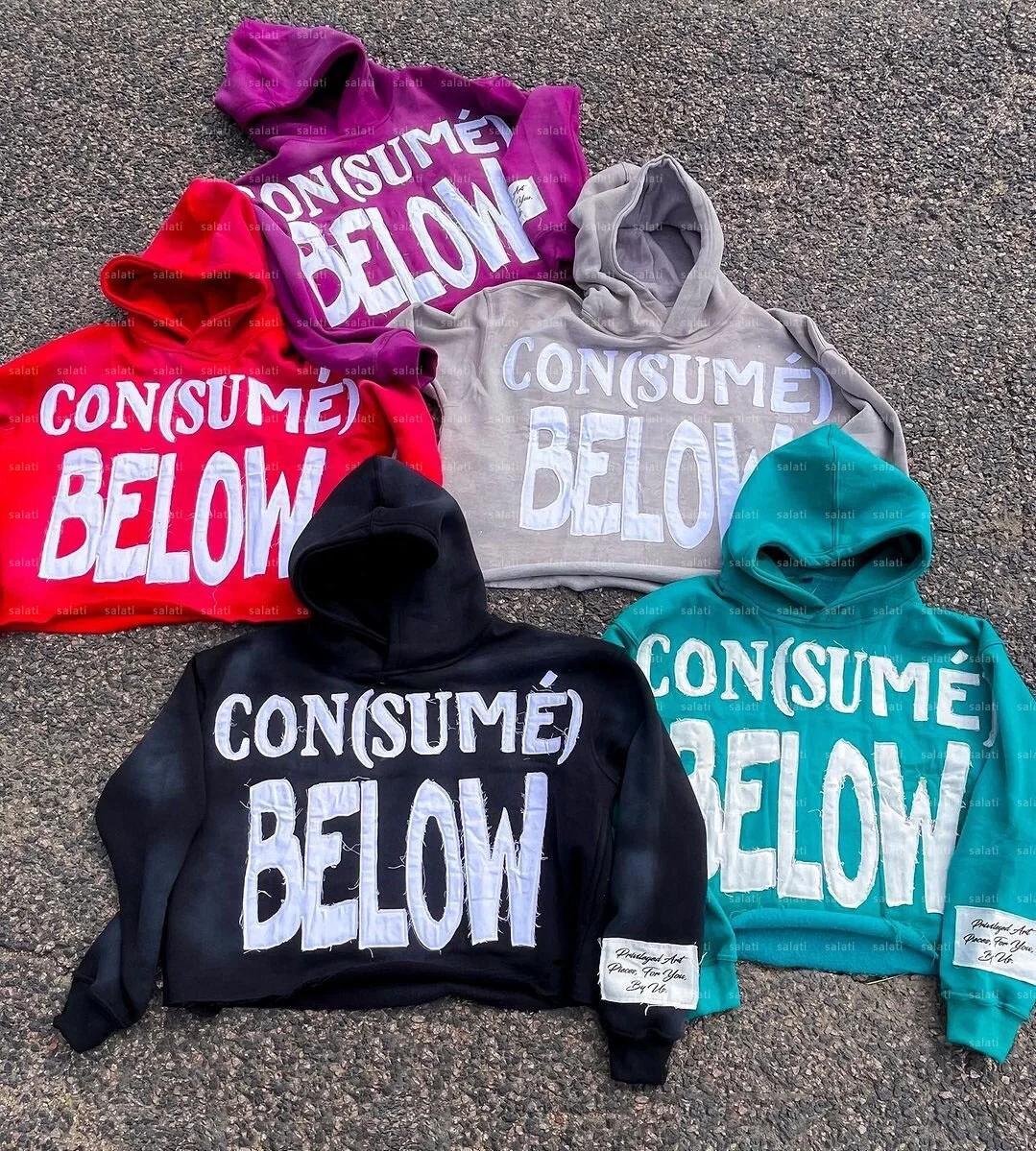 Customized Pullover Acid Wash Raw Hem Sun Faded Cut and Sew Cotton Hoddies Applique Stitch Patch Embroidery Cropped Hoodies Men gallery 2