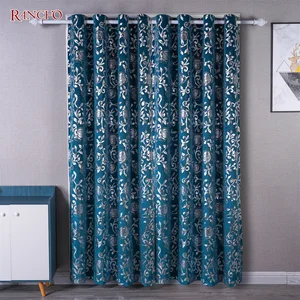 Luxury Velvet Curtains Foil RANCHO Sliver Gold Foil Curtains with Hot Stamping for Living Room