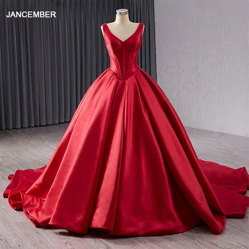 Shop High Quality Sleeveless Red Satin Evening Gown