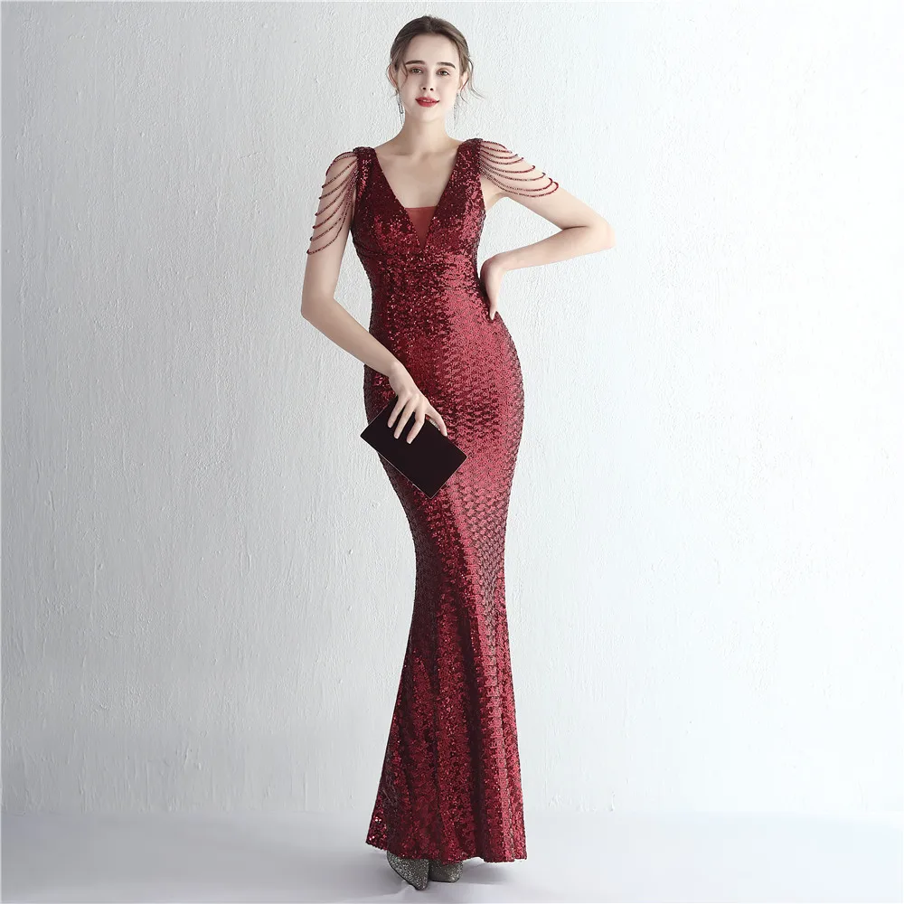 nightway beaded 1920s party evening maxi fishtail dress Vintage Beaded Feather Prom Dresses with Slit Mermaid 1920s Evening Dress 22132 Emerald / US6