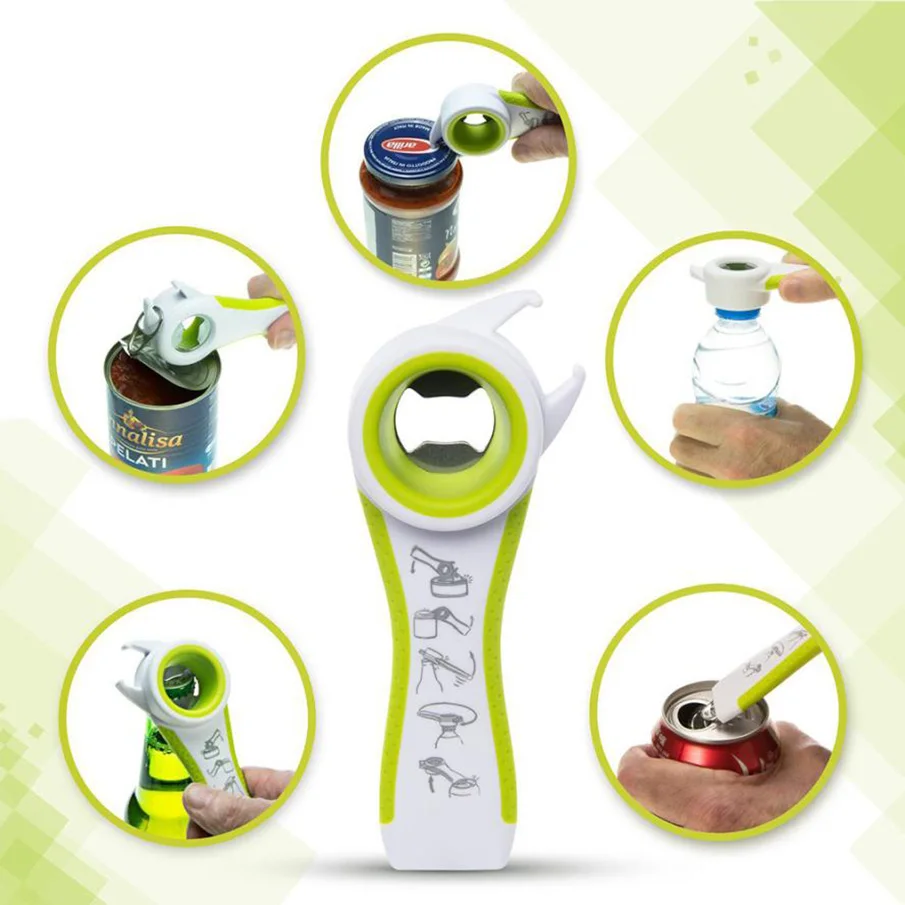 5 in 1 Multi Function Stainless Steel Plastic Can Jar Bottle Open Can Opener Beer Good Kitchen Tool Tools