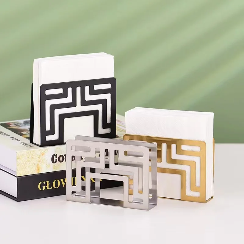BSCI Manufacturer Free Design Sample Custom Variety Shaped Tissue Holder Table Metal Napkin Paper Holder