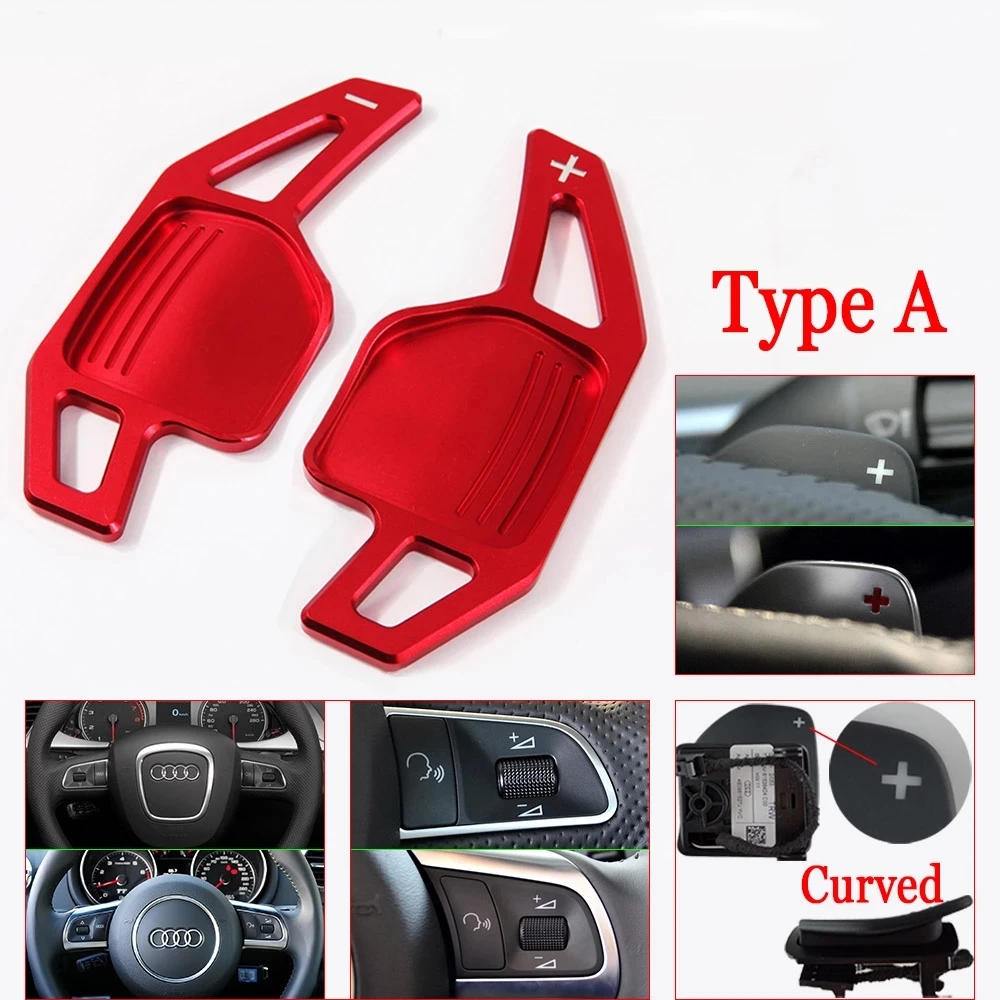 Paddle Cambio Esteso Per Volante AUTO - 2 Pezzi In Alluminio, Compatibile Con Audi A4 B8, A3 8P, A6, Q5, A8, R8, TTS MK2, Colore Argento