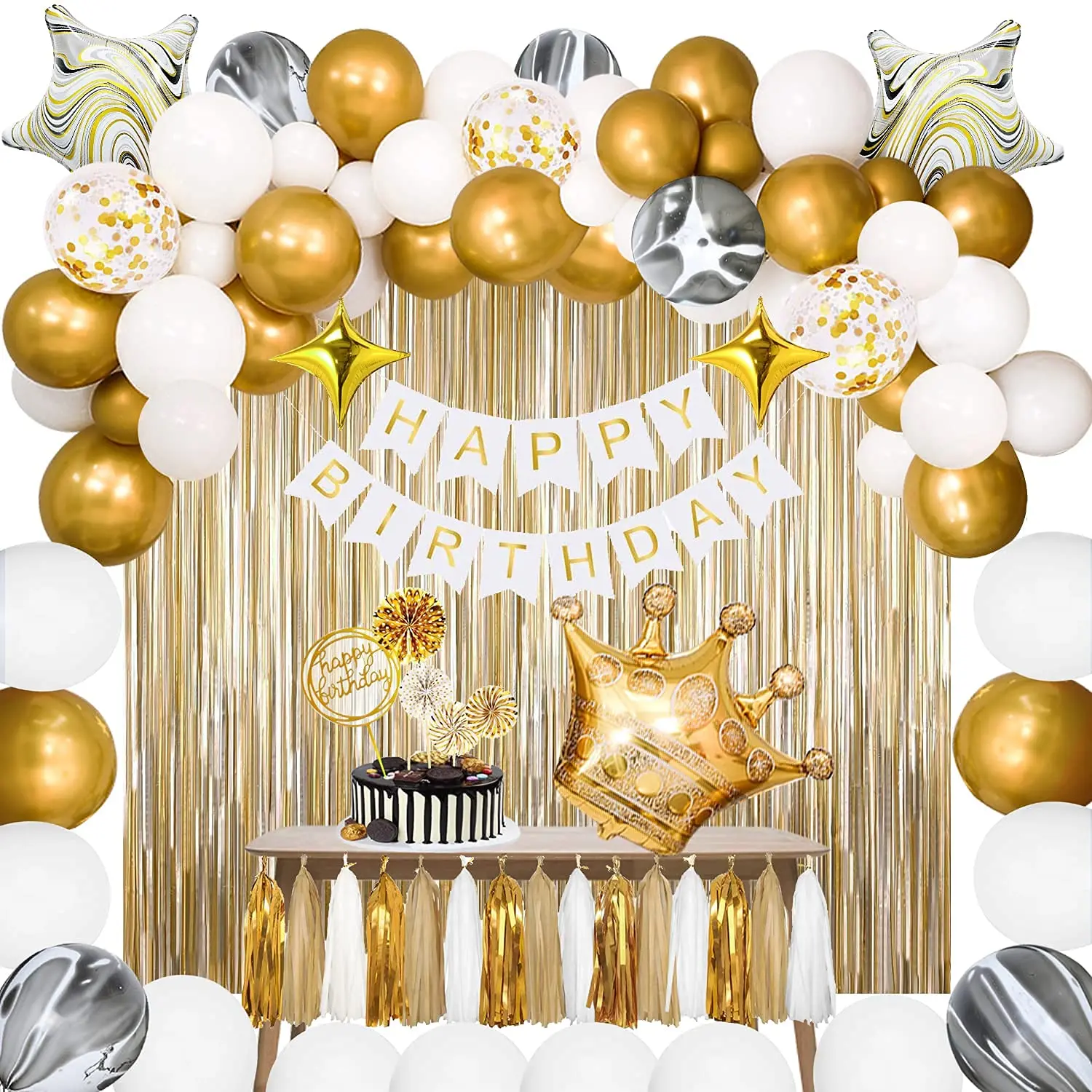 Gold Birthday Decorations Gold Party Decorations Set With Birthday ...