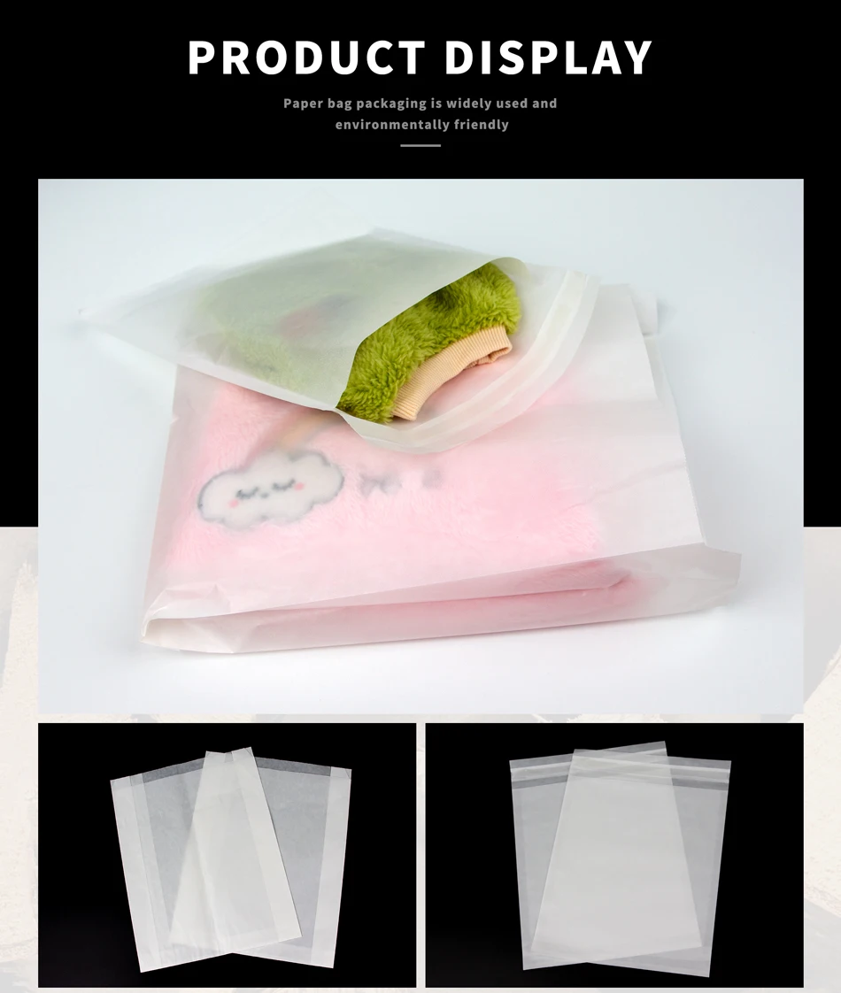 Self-adhesive Semi-transparent Translucent Paper Bag Eco Friendly Wax ...