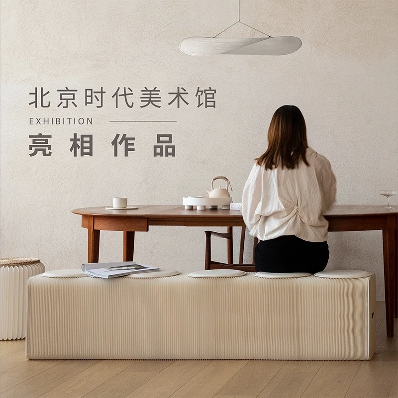Kraft Paper Accordion-Style Foldable Dining Chair Stool Long Bench Chair with Extendable Feature Origami Sofa Furniture