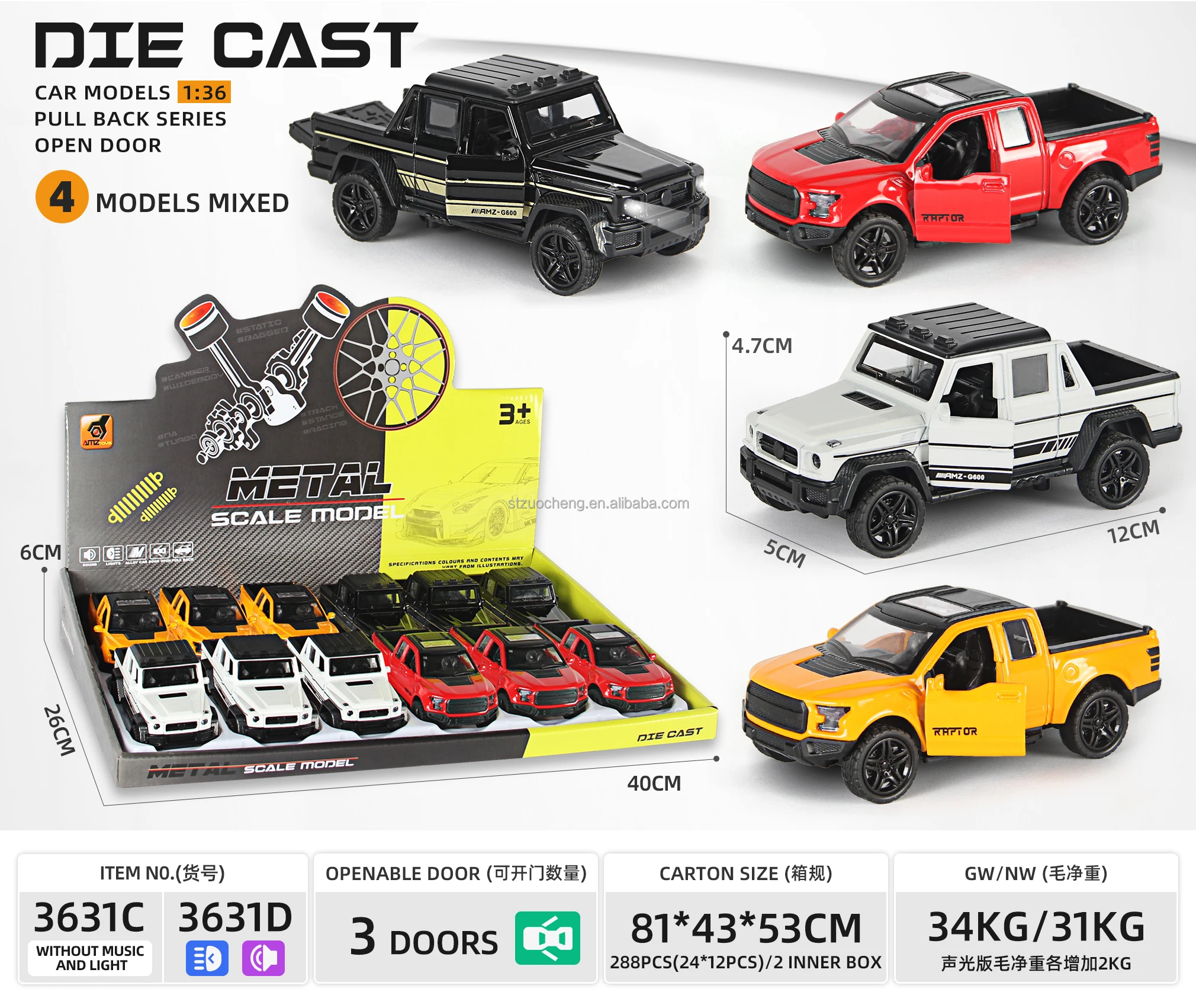 Tiktok 1/36 Benz Ford Pickup Truck - Metal Die Cast Car