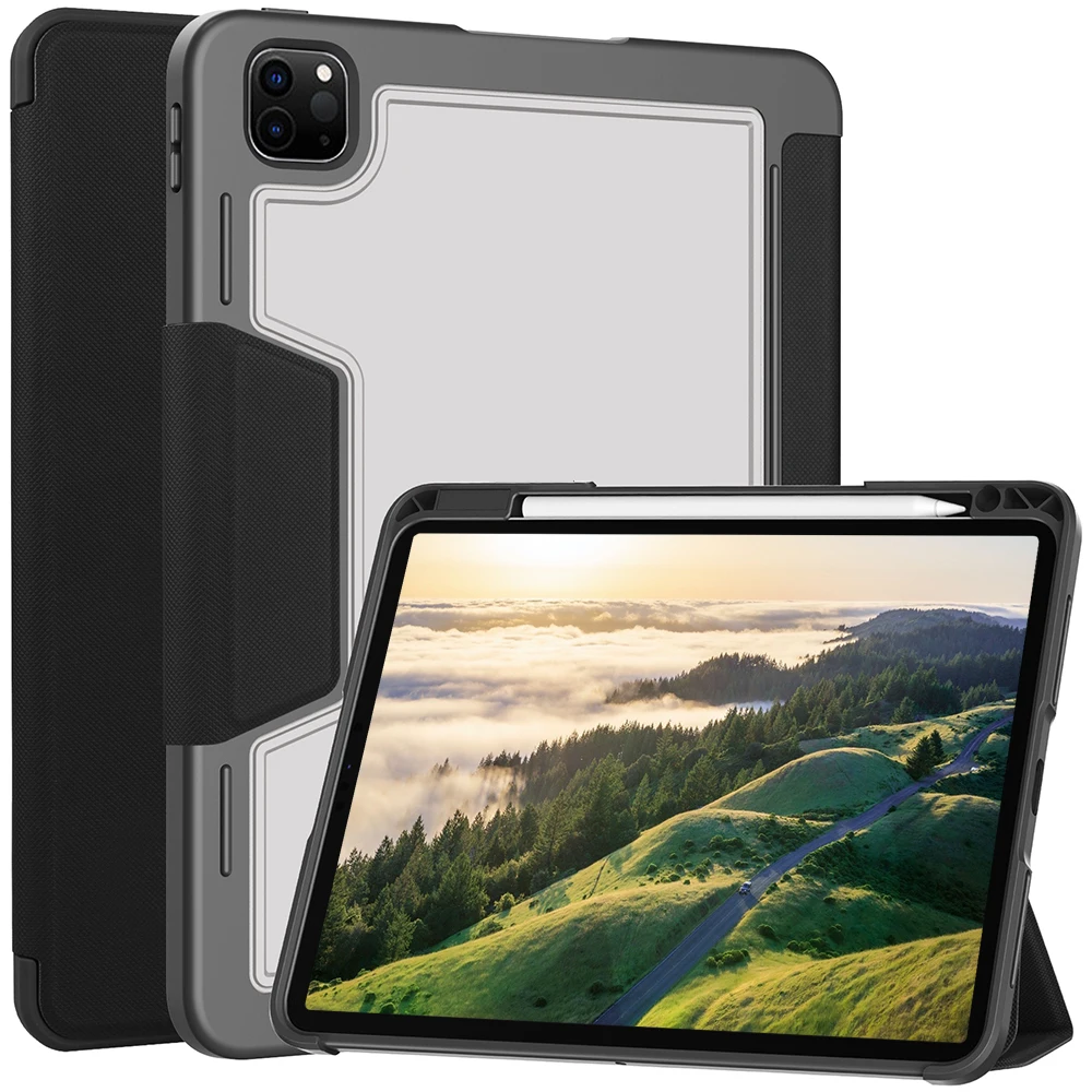 Laudtec Shockproof Tablet Cover for Ipad Air 11 2026 A16 11Th OEM Leather+Tpu+Pc Foldable Stand Hard Shell Pen Slot Pbk354