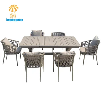 Dining Table Set 6-Seater Rectangular Dining Table In Customized Color Outdoor Garden Furniture Sets