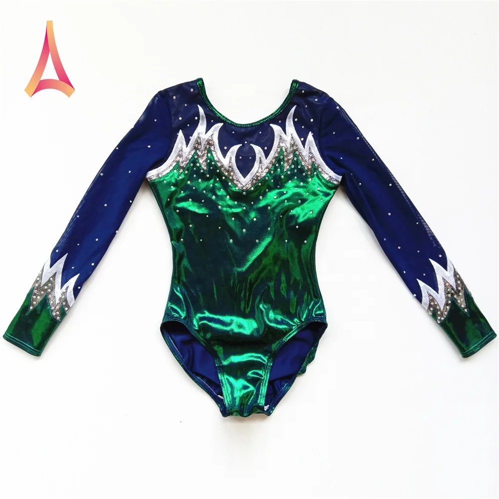 dark green long sleeve leotard