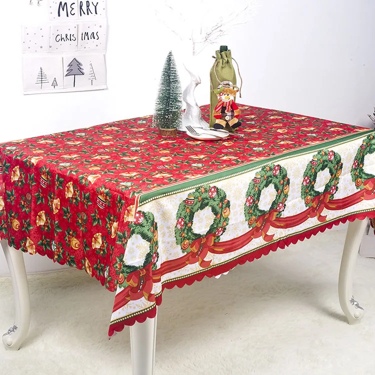 New Christmas Polyester Printed Tablecloths Waterproof Anti-Fouling Christmas Table Decorations for Weddings and Events