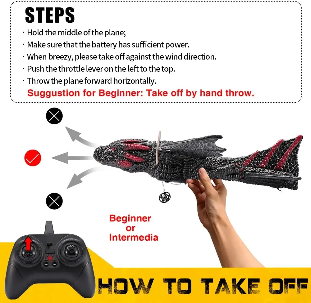 Rc Flying Dragon Aircraft Model Toy Epp Foam Soft Dragon Remote Control