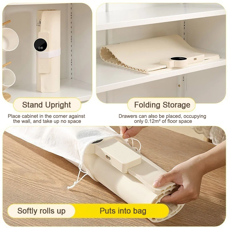 Small Portable Touch Control Timer Rollable Silicone Fast Heating Electric Food Warming Mat Hot Plate for Kitchen With Display
