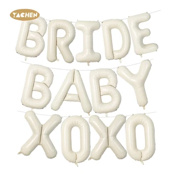 YACHEN 40inch Cream White Helium Foil XOXO Bride Baby Letter Balloons for Baby Bridal Shower Bachelorette Party Decorations