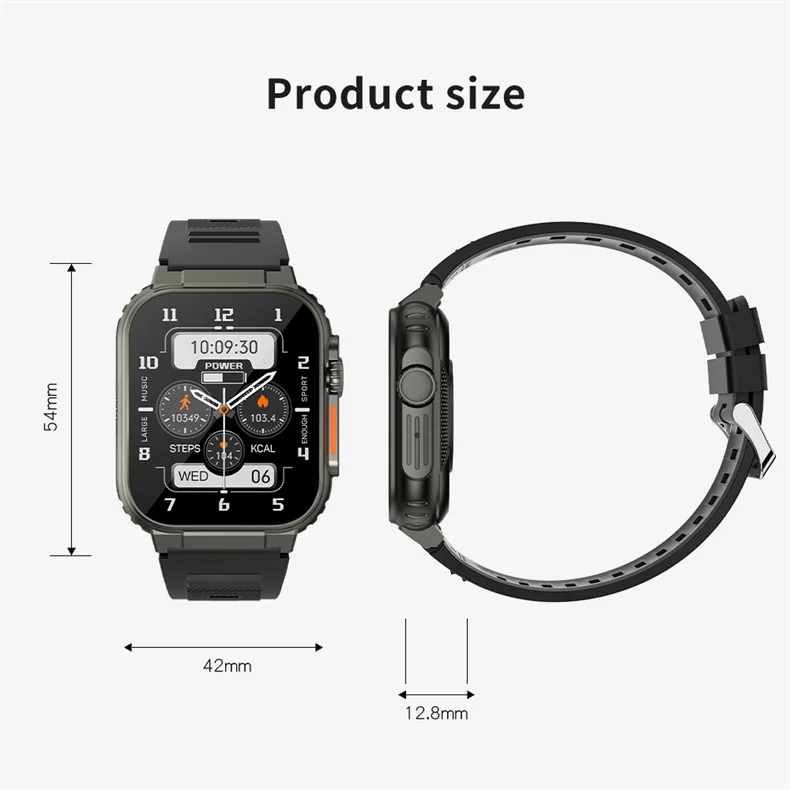 Fashion Smart Watch A70 with Local Music Playback 1.96 Big Touch Screen BT Call 600mAh Big Battery Heart Rate Sport Smartwatch