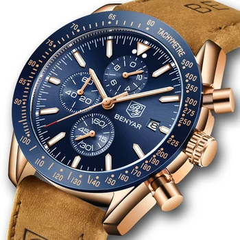Benyar 5140M Top Brand Trend Luxury Men's Casual Business Sports Quartz Watch Luminous Chronograph Calendar Watch Waterproof
