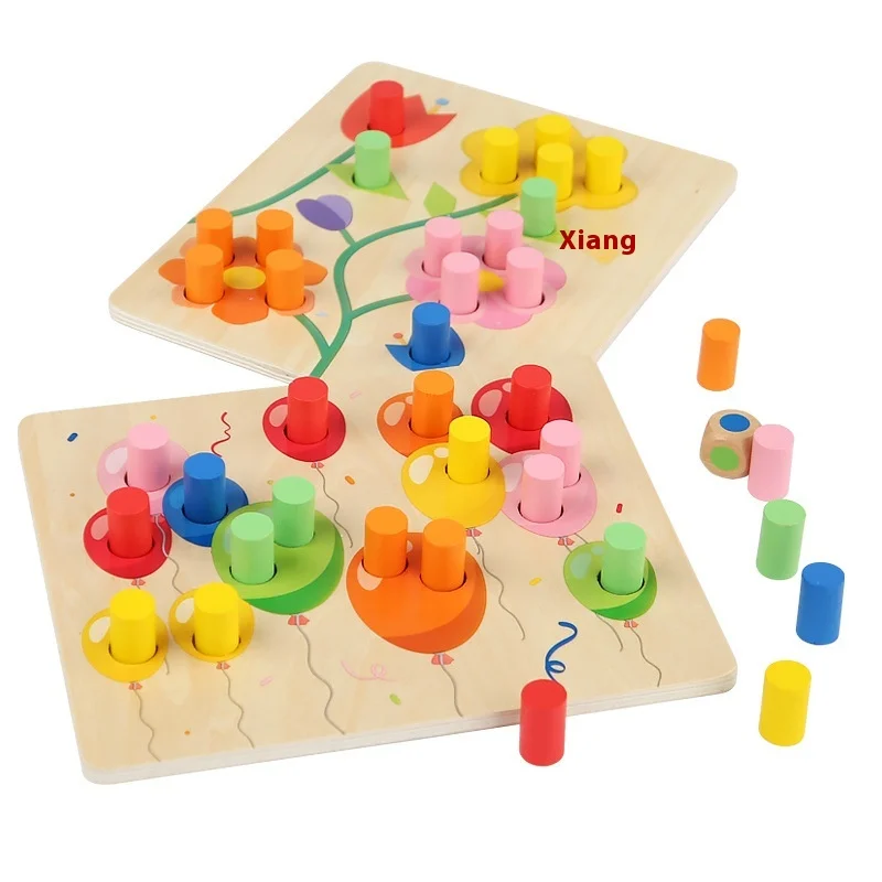 直販メーカー 多機能モンテッソーリ知育おもちゃ 木製カラーソートボードゲーム 2〜4歳向け 教材
