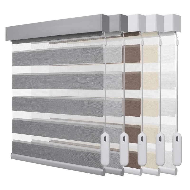 Customized Cordless zebra Blinds for Window Electric Motorised Blinds and Curtains Sunscreen Cordless Blind