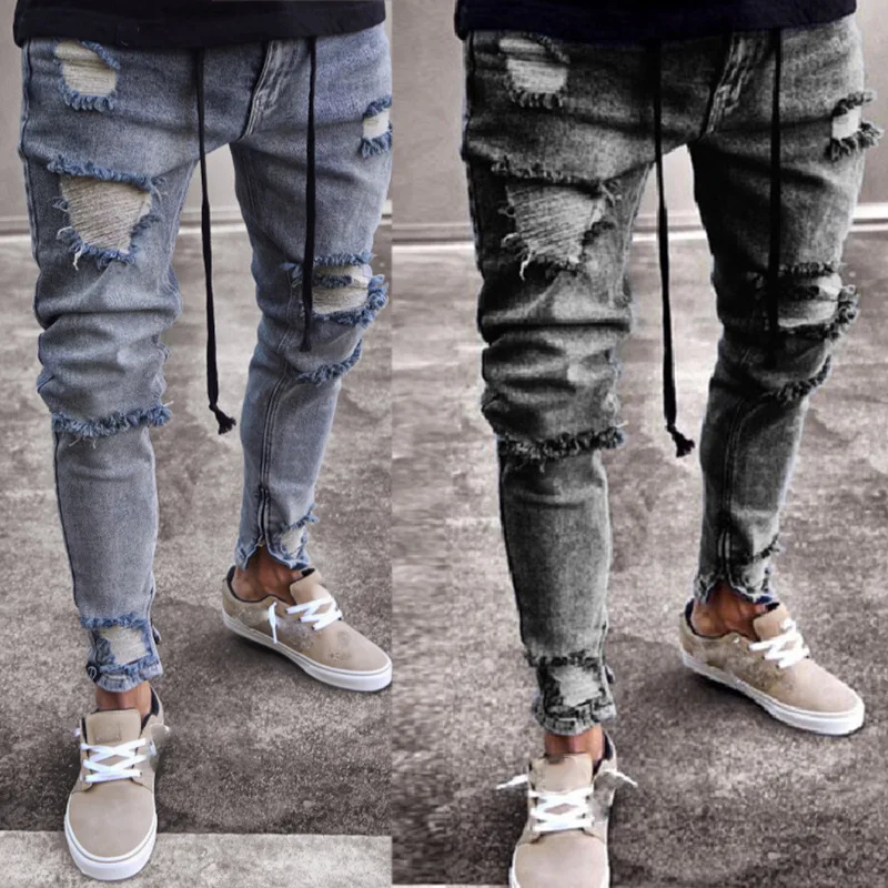 Aoochasliy Mens Jeans Clearance Reduced Price Men's Full Fashion Solid  Denim Trouser Distressed Jeans Long Pants Streetwear