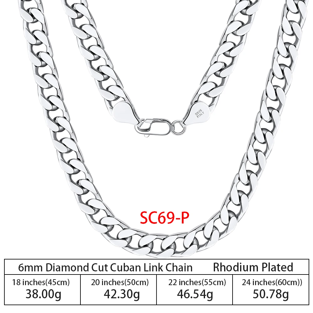 RINNTIN SC69 Sterling Silver Chain Necklace - Rhodium Plated