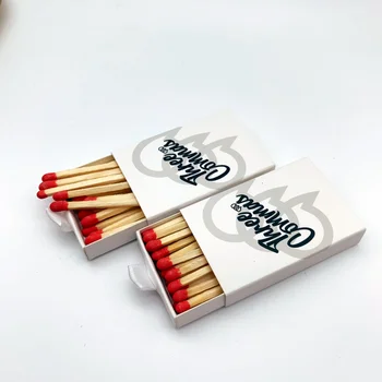 Factory wholesale low price safety long matches hotel customized match box with logo white box black logo matches for candle