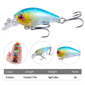 CHEERY Micro Fishing Complete Set Mini Floating Crankbait 4.5cm 4g Printed Hard Fishing Lure for Mackerel Bream Stream Use Hooks – Hard Lure – view 5