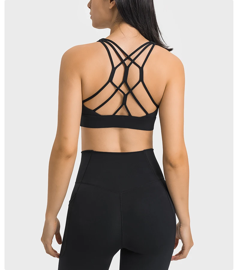 Woman Cross Back Spaghetti Super Elastic Shoulder Strap Fashion Yoga Top Women Shockproof 