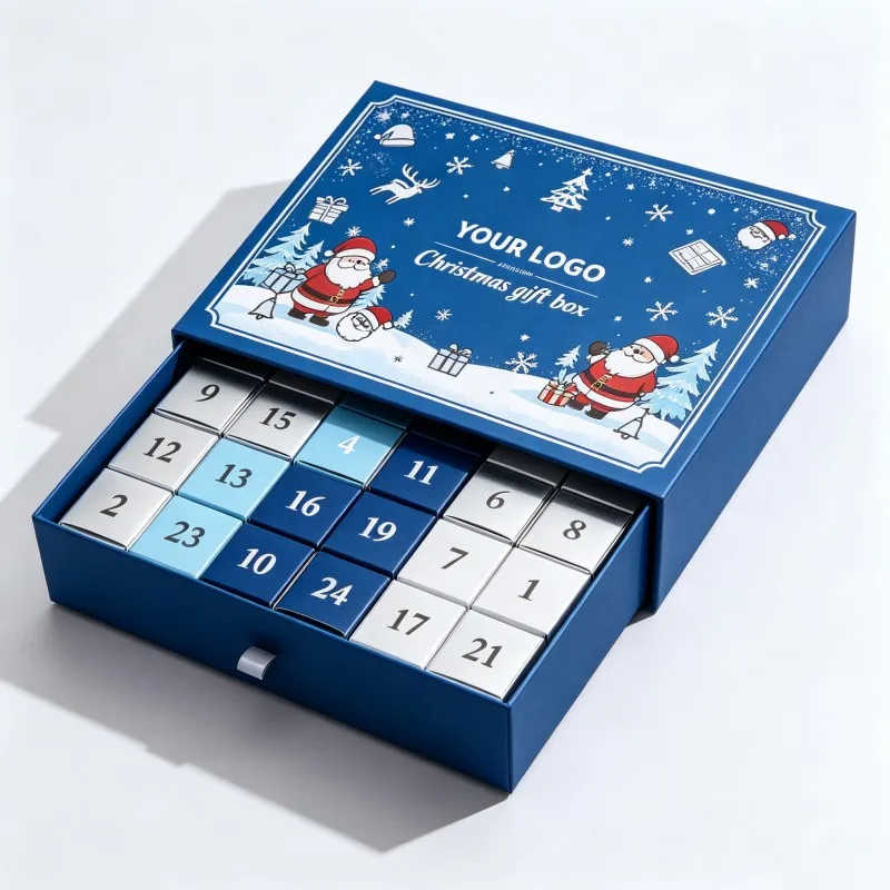 24-Tage-Adventskalenderbox – Anpassbare DIY-Mystery-Papierbox mit Einschub für Weihnachts-Blindbox-Verpackung