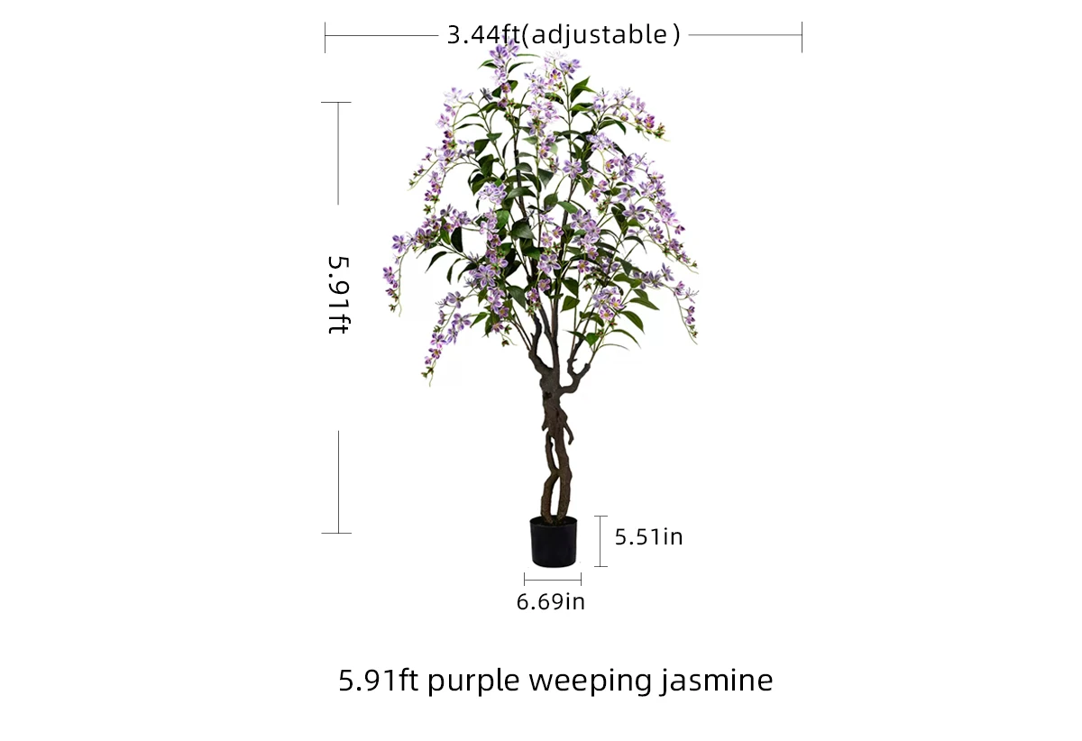 Plastic Green Tree with Real Touch White Pink Purple Artificial Flowers for Home or Office High Touch-Feel Decorative Pot factory