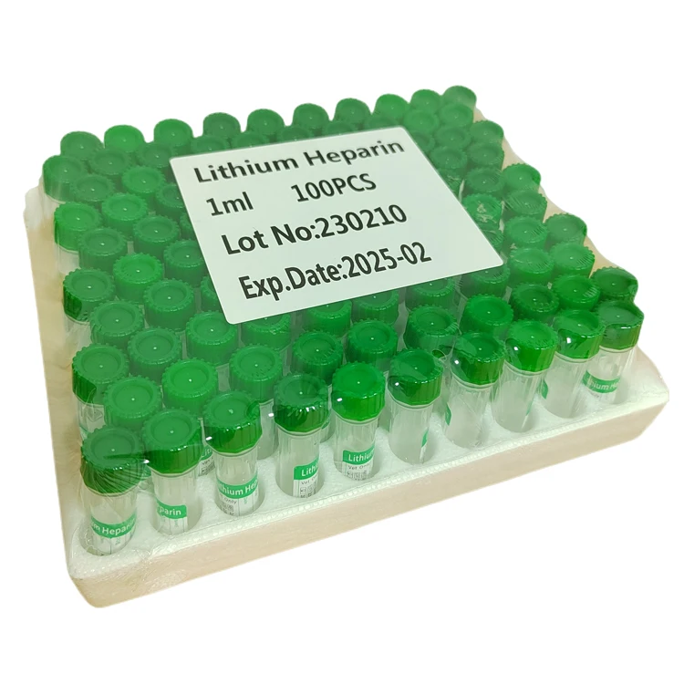 1ml Medical Micro Blood Collection Tube Lithium Heparin Disposable