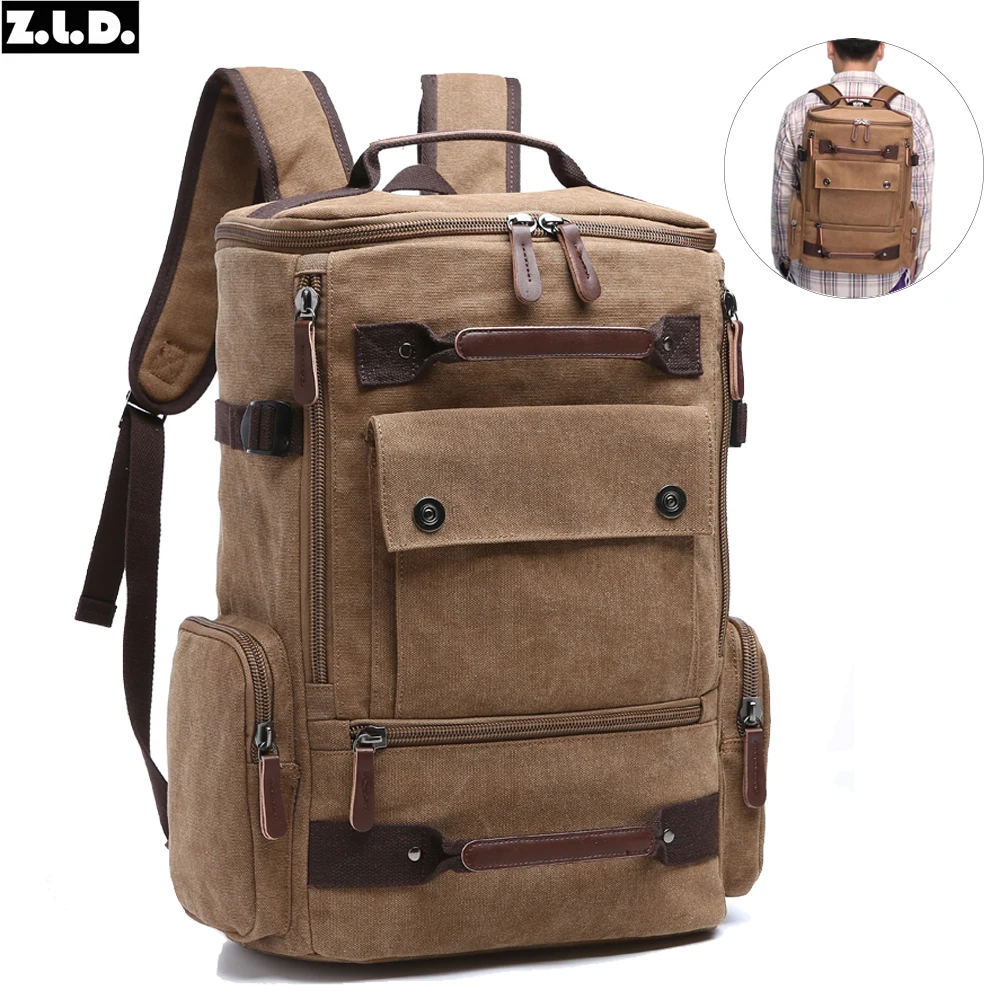 ZUOLUNDUO High Capacity Casual Canvas Travel Backpack Vintage Backpack Men's Backpacks 1 ZUOLUNDUO High Capacity Casual Canvas Travel Backpack Vintage Backpack Men's Backpacks
