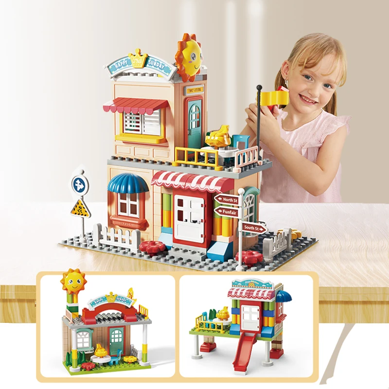 Rotating Ferris Wheel Building Blocks Kit With Lights Amusement Park Building