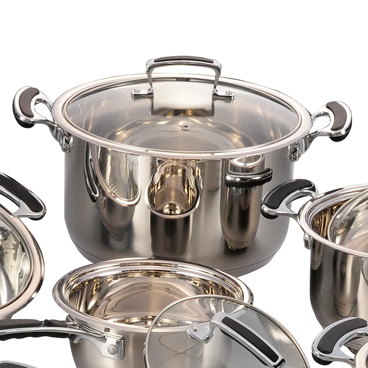 Wholesale 12Pcs Nonstick Frying Pot And Pans Kitchenware Stainless Steel Cookware Sets supplier