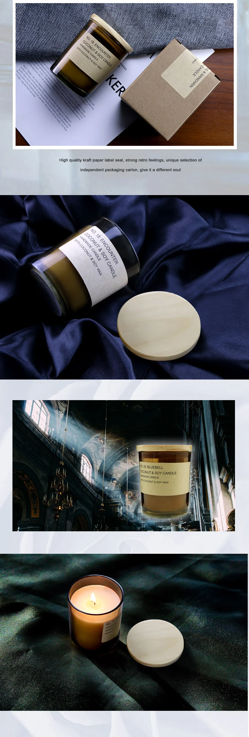 Luxury Amber Glass Jar Scented Candle Eco-friendly Soy Wax Oil ...