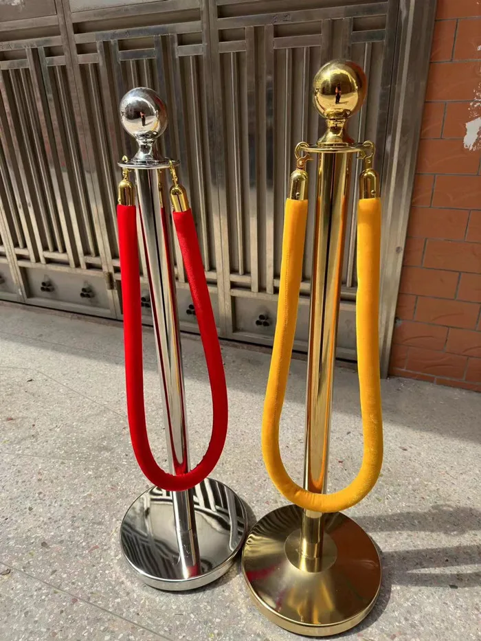 Velvet Rope Barrier With Concrete Bases Brass Queue Barrier Set – 2 ...