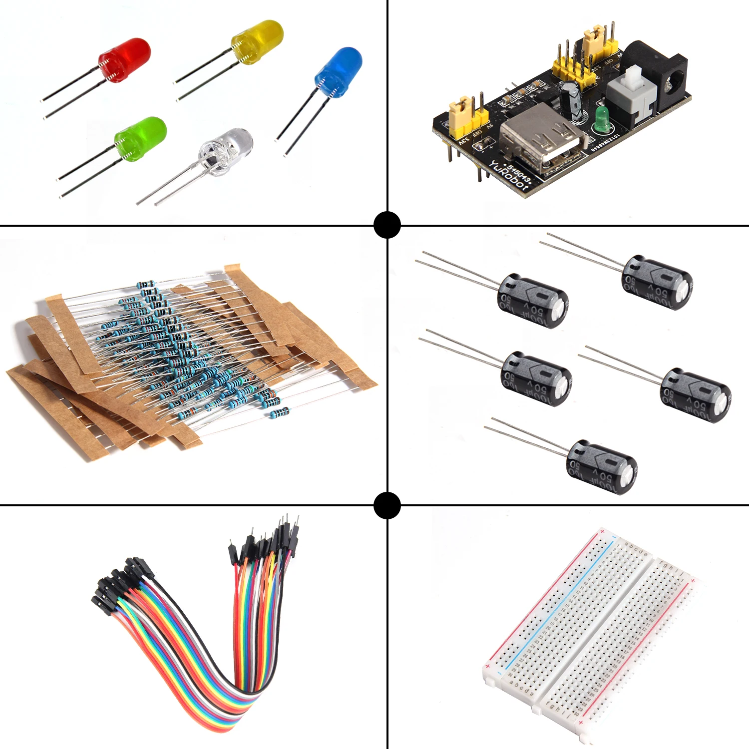 Electronics Component Basic Starter Kit with Bread  Board Cable Electronic Components Kit Electronics