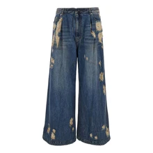 Custom Distress 15OZ Heavy Ddenim Mens Jeans Pants Distressed Wash Vintage Baggy Pants Men Hole Oversize Ripped Jeans Men
