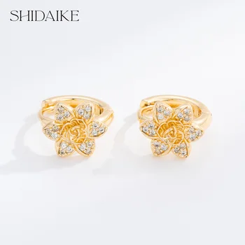 18K Gold Plated Brass Zircon Stones Heart Clip-On Earrings Trendy Boutique Fashion Party Jewelry Factory Wholesale