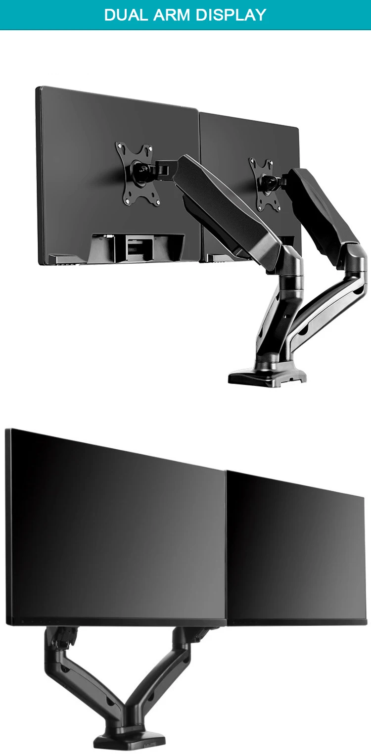 Dual Monitor Arm Bracket Stand Riser Computer Desk Mount Double Arm For