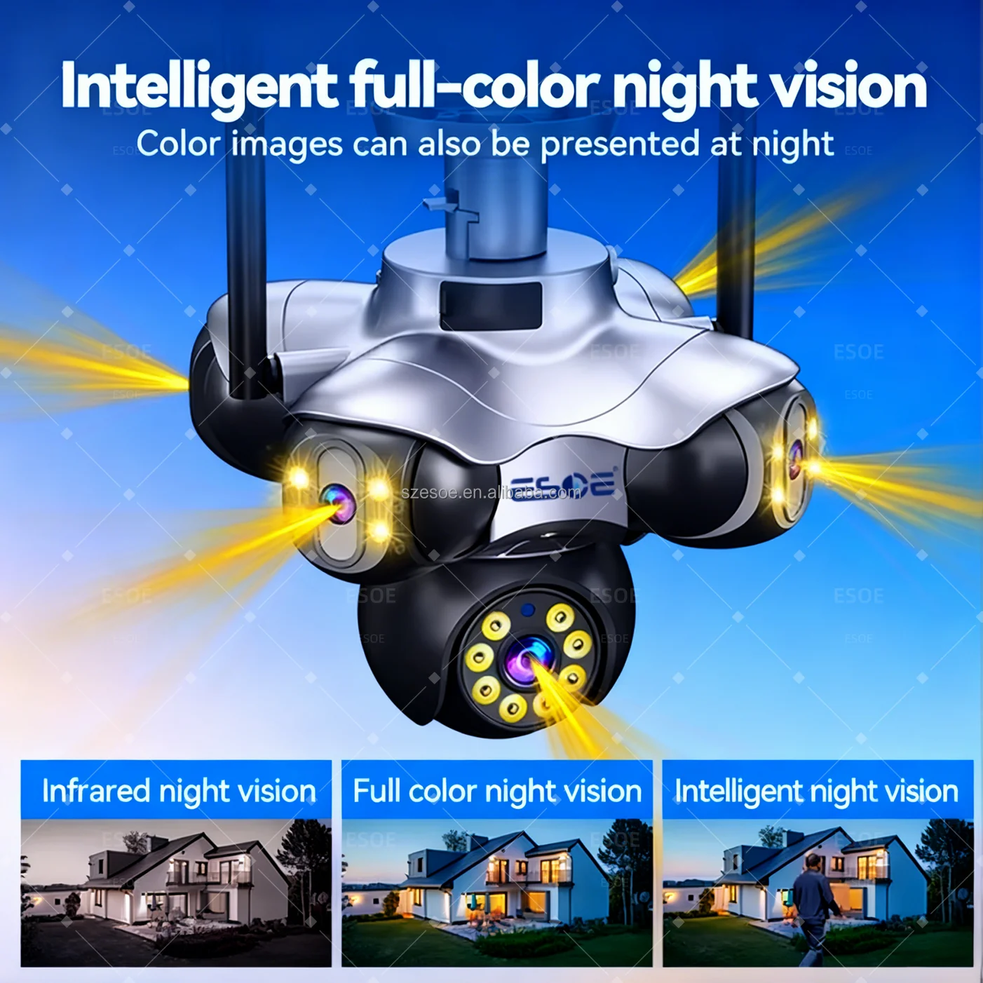 Two-way audio and sound light alarm deterrence system