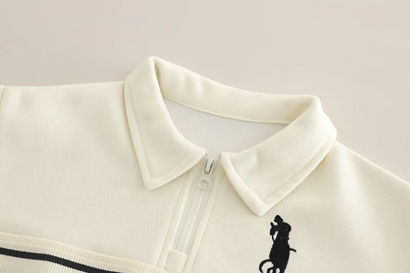 Boys' Hoodie Children's Spring and Autumn 2025 Boys' Striped Polo Shirt Set