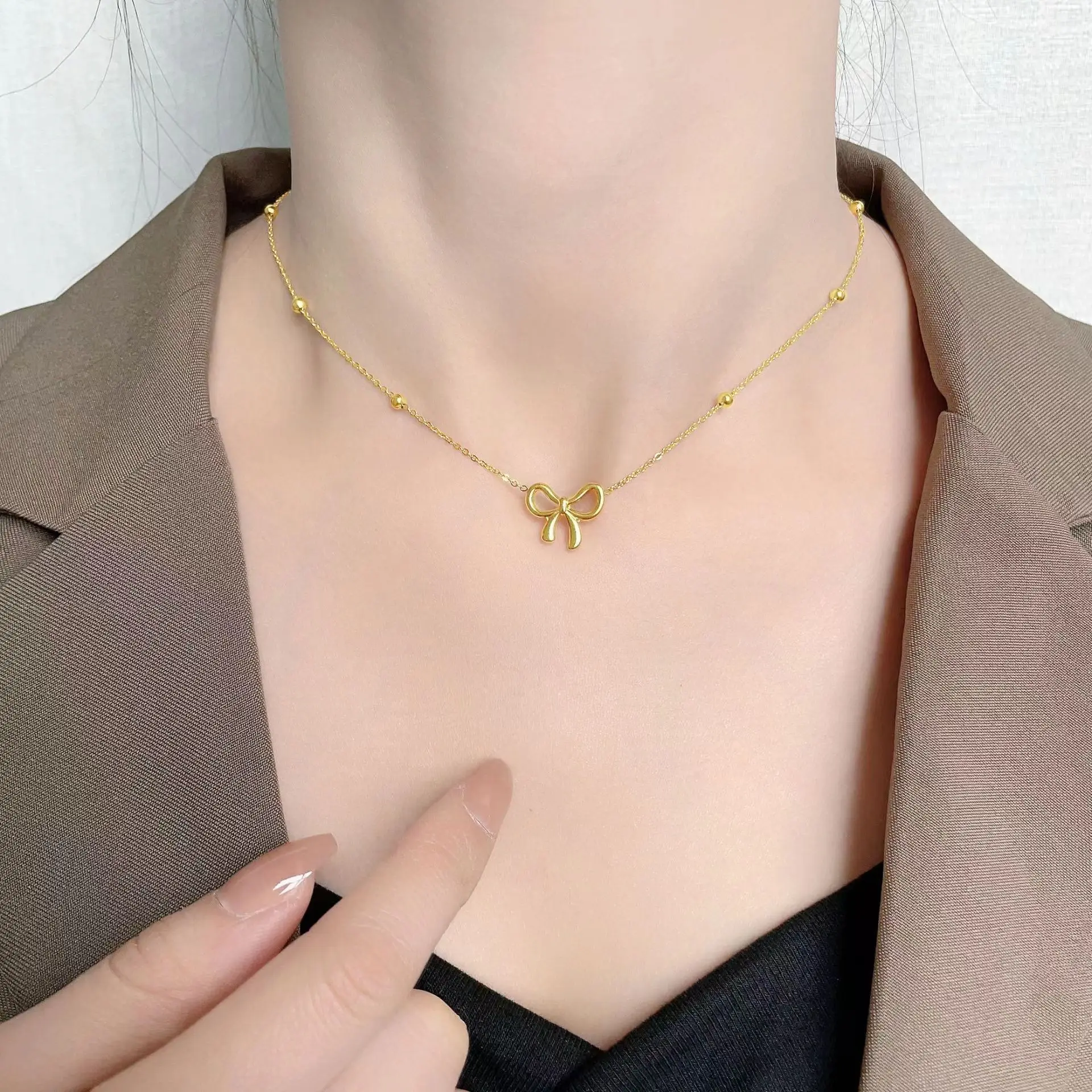 18k Gold Plated Bow Necklace - Tarnish Free & Elegant
