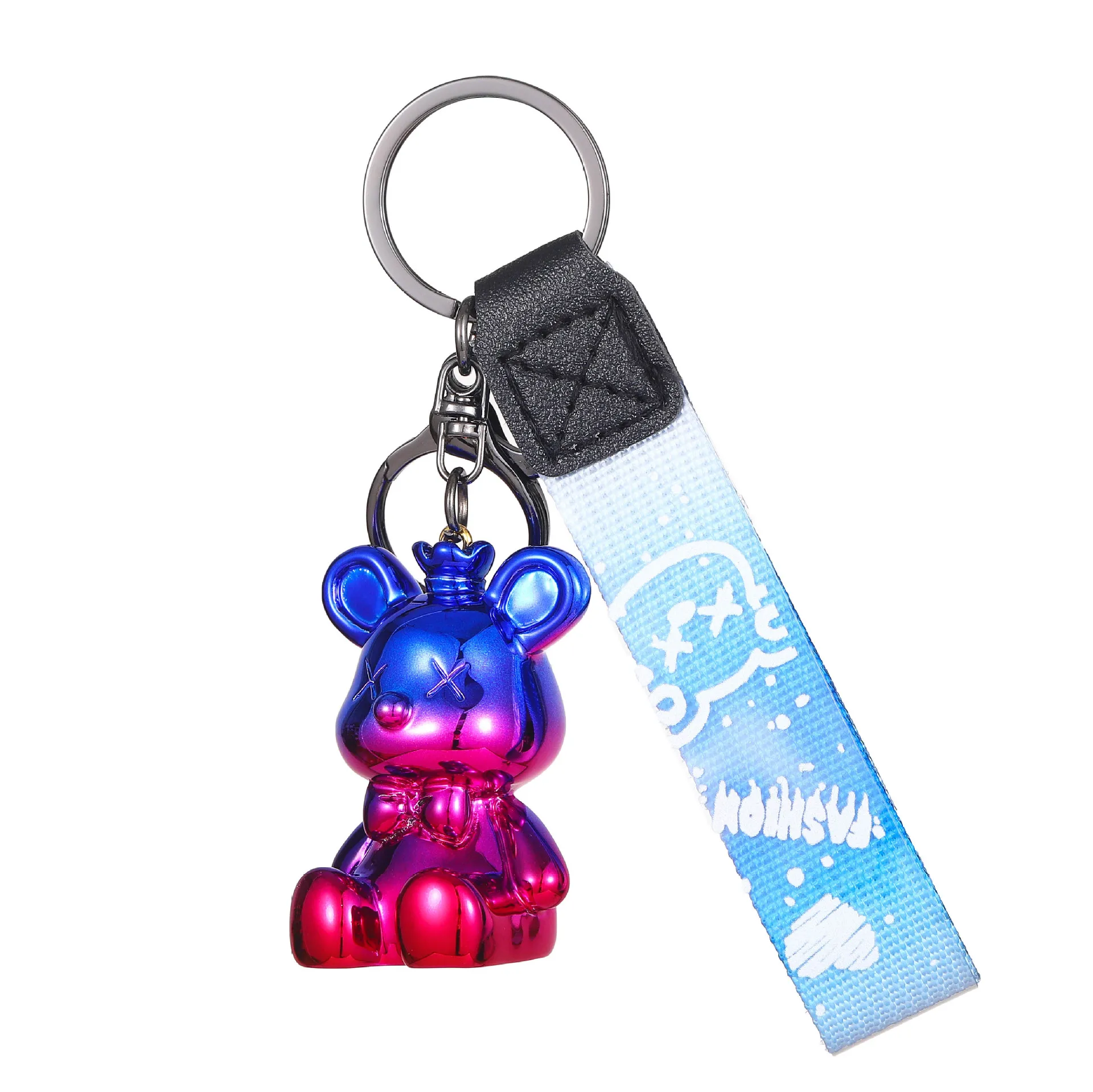 Colorful Graffiti Bear Keychain Cartoon Cool Keyring Bag Pendant