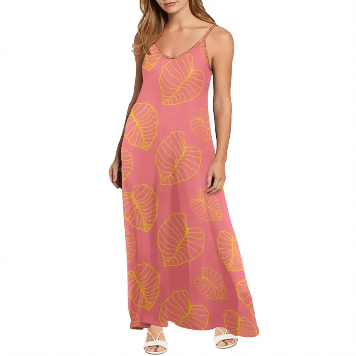 Female Sleeveless Slip Print on Demand Maxi Dress Kalo Leaf 