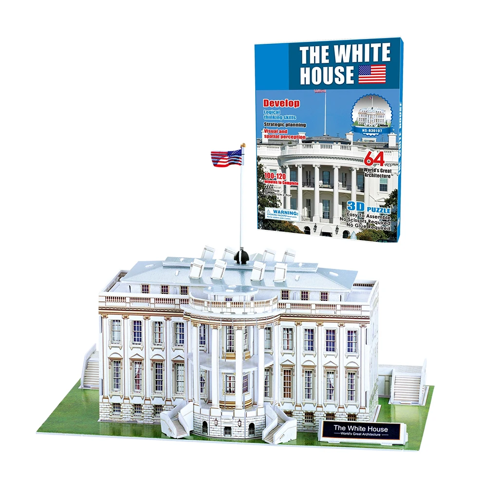 World Famous Building Model Paper 3D Puzzle DIY White House With 64PCS
