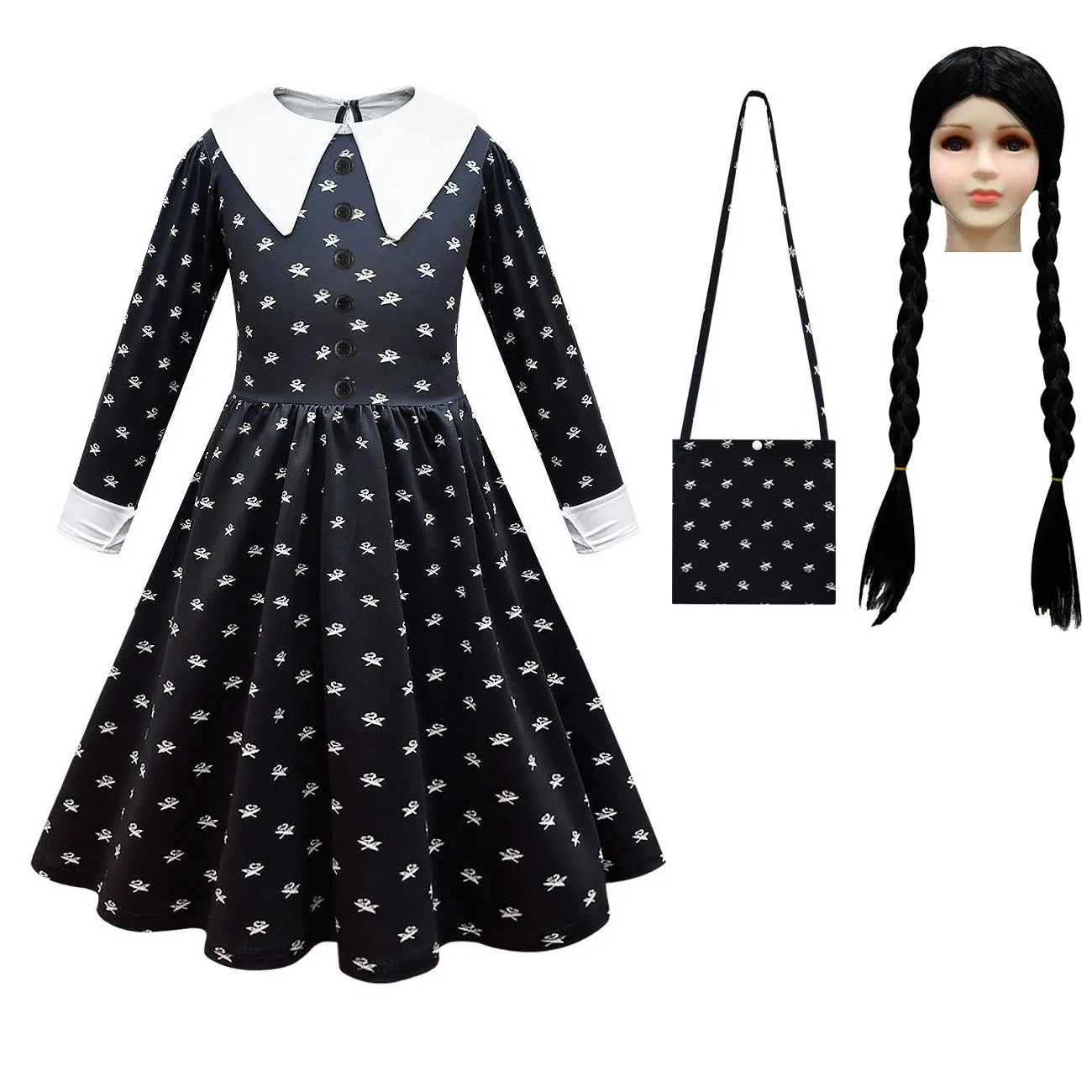 Kids Children Wednesday Addams Wednesday Cosplay Costume Dress